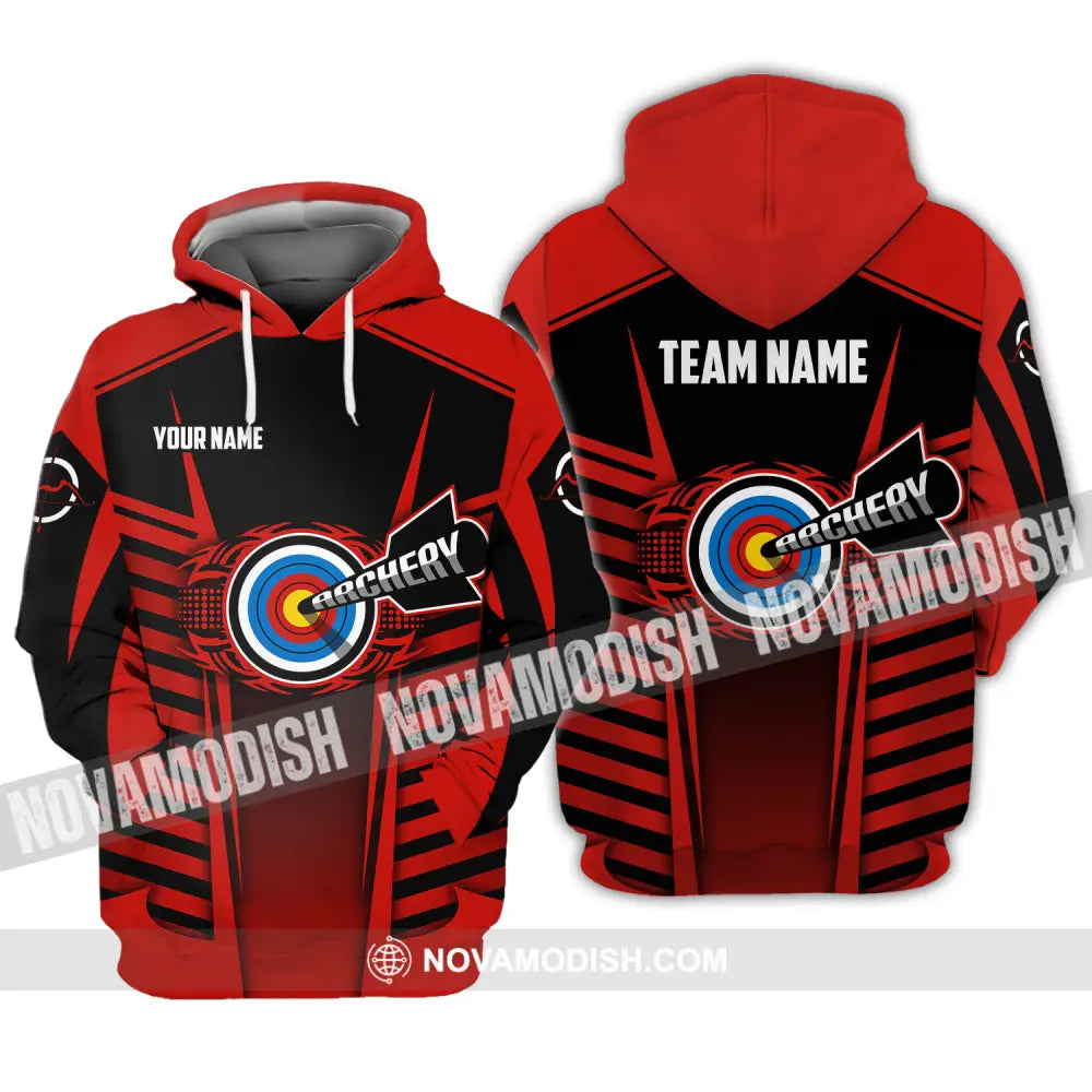 Unisex Shirt - Custom Name And Team Name Shirt Red Archery Hoodie / S T-shirt
