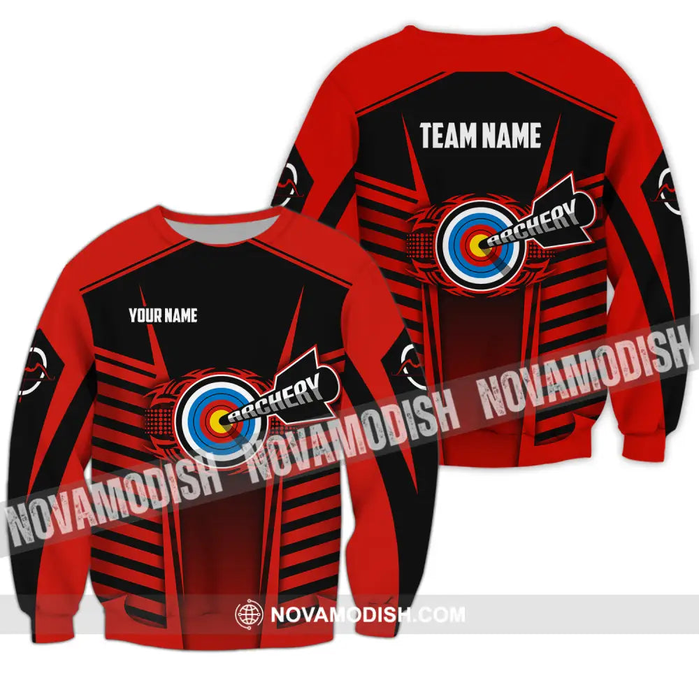 Unisex Shirt - Custom Name And Team Name Shirt Red Archery Long Sleeve / S T-shirt