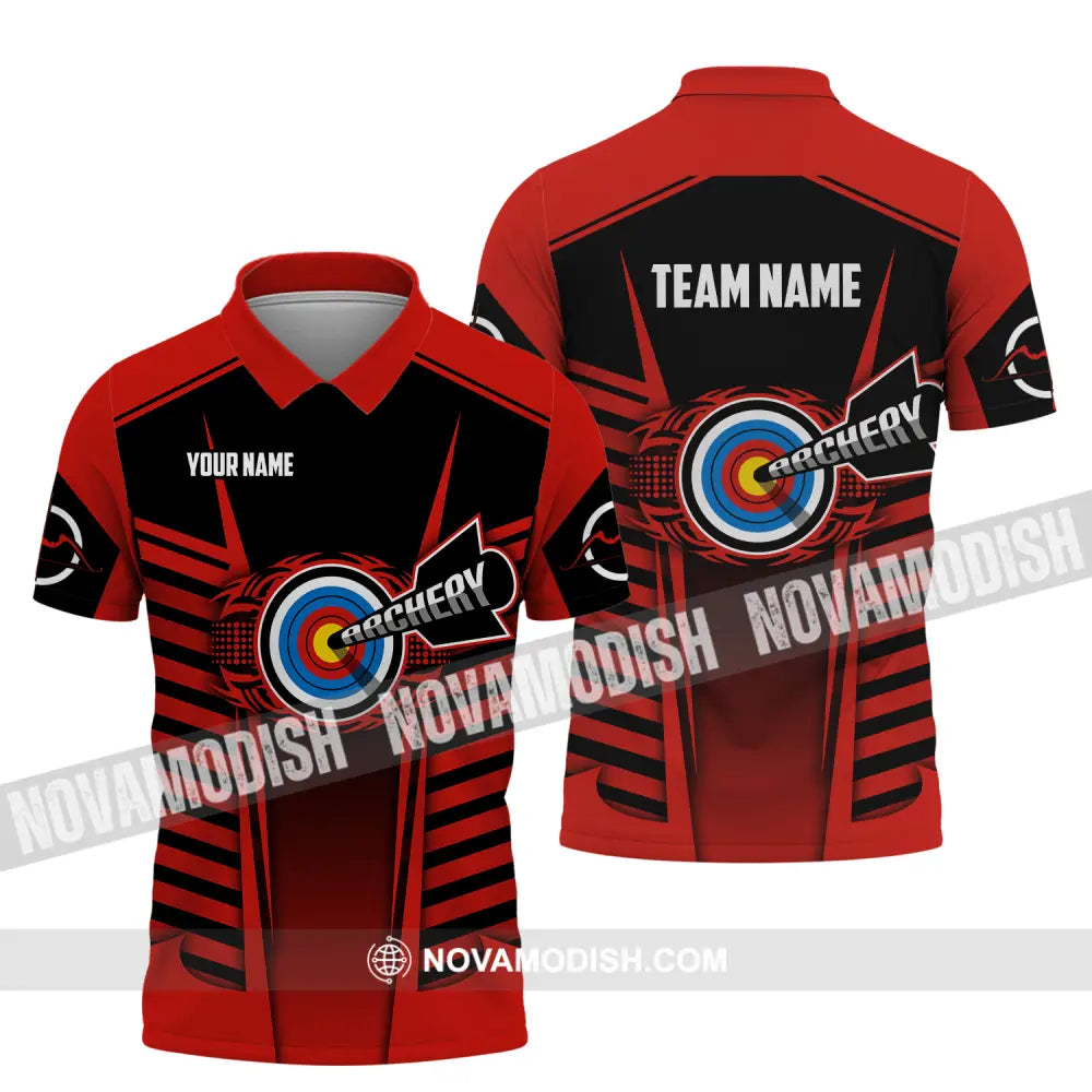 Unisex Shirt - Custom Name And Team Name Shirt Red Archery Polo Shirt / S T-shirt