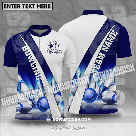 Unisex Shirt - Custom Name And Team Name Shiny Bowling Ball And Pins Shirt T-shirt