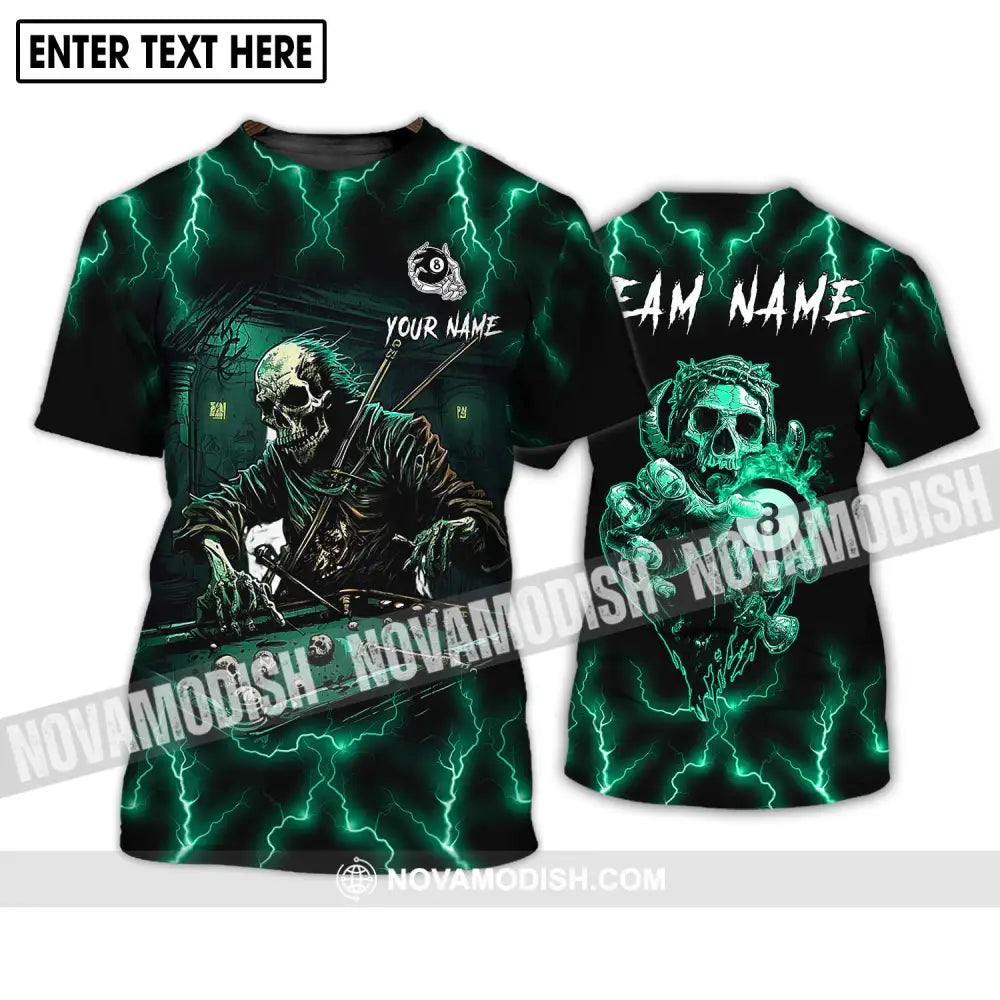 Unisex Shirt - Custom Name And Team Name Shirt Skeleton Playing Billiards T-Shirt / S T-shirt
