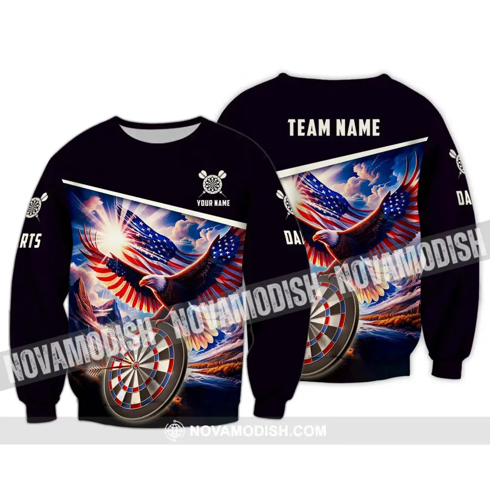 Unisex Shirt - Custom Name And Team Name Sport Shirt American Eagle Darts Long Sleeve / S T-shirt