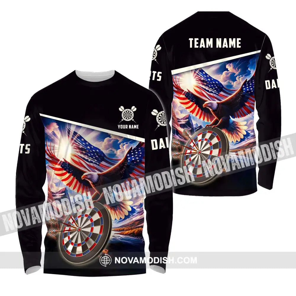Unisex Shirt - Custom Name And Team Name Sport Shirt American Eagle Darts Long Sleeve Shirt / S T-shirt