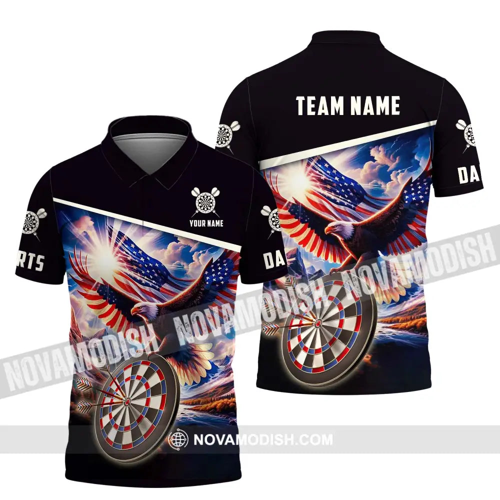 Unisex Shirt - Custom Name And Team Name Sport Shirt American Eagle Darts Polo Shirt / S T-shirt