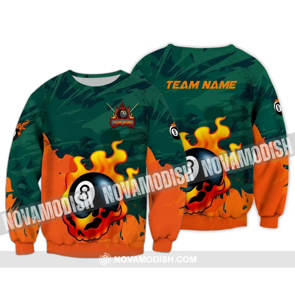 Unisex Shirt - Custom Name And Team Name Sport Shirt Billiard Ball No 8 Long Sleeve / S T-shirt