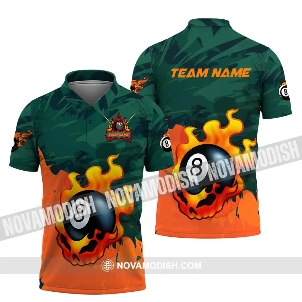 Unisex Shirt - Custom Name And Team Name Sport Shirt Billiard Ball No 8 Polo Shirt / S T-shirt
