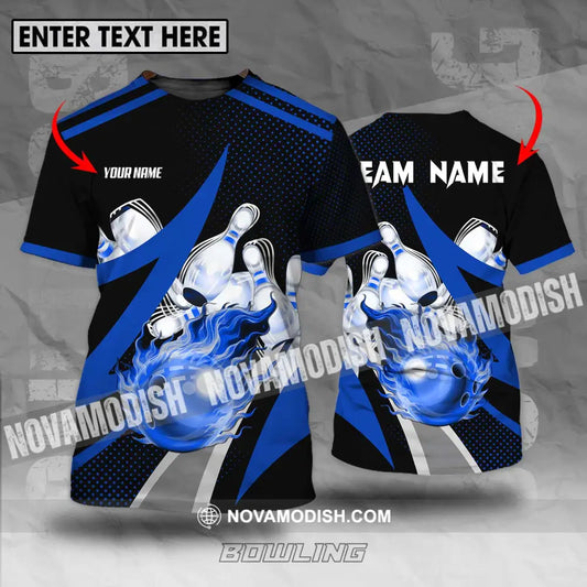 Unisex Shirt - Custom Name And Team Sport Bowling Shirt Blue Bowling Ball T-shirt