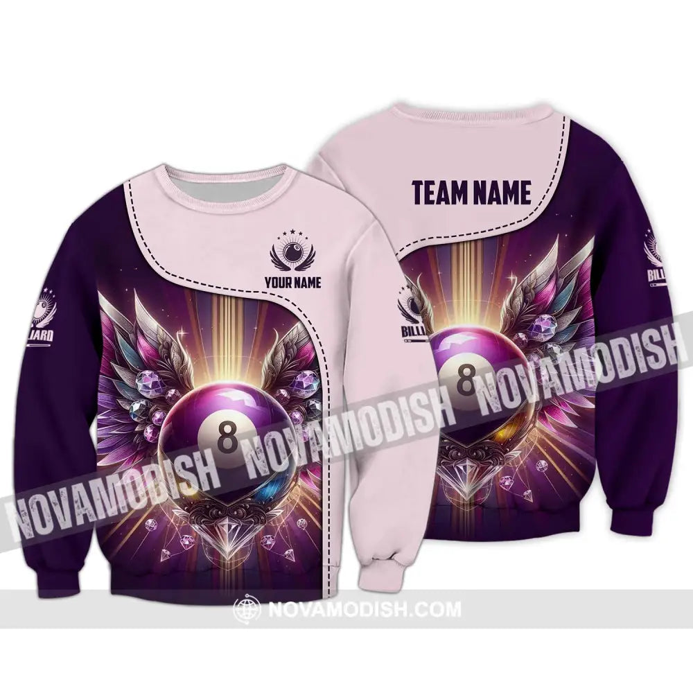 Unisex Shirt - Custom Name And Team Name Sport Shirt Diamond Billiard Long Sleeve / S T-shirt