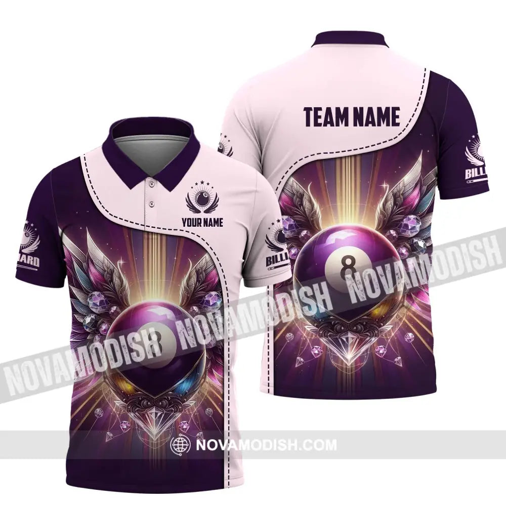 Unisex Shirt - Custom Name And Team Name Sport Shirt Diamond Billiard Polo Shirt / S T-shirt