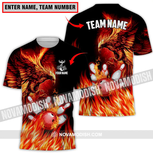Unisex Shirt - Custom Name And Team Name Sport Shirt Fire Eagle Bowling T-shirt