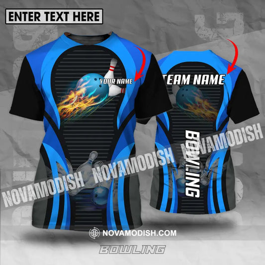 Unisex Shirt - Custom Name And Team Name Sport Shirt Fire Ice Bowling Ball T-shirt
