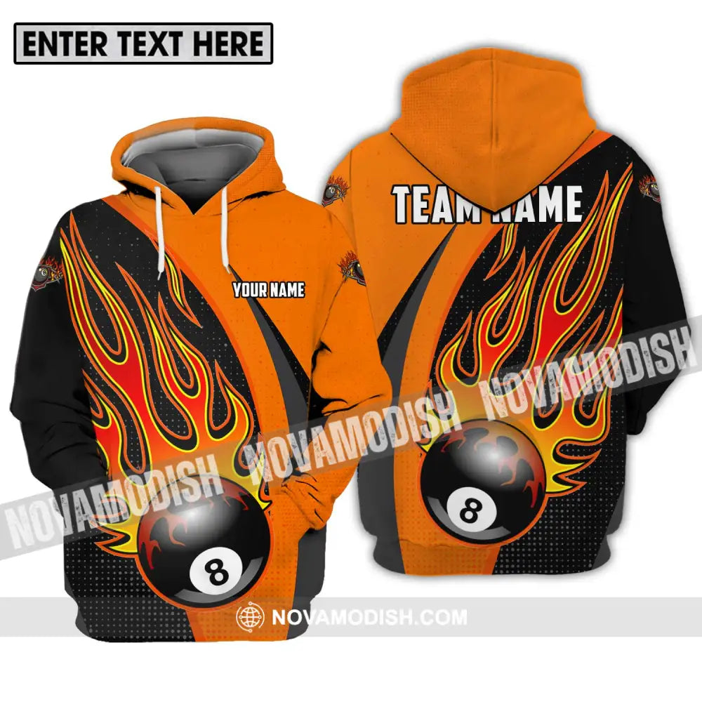 Unisex Shirt - Custom Name And Team Name Sport Shirt Orange Billiard Hoodie / S T-shirt