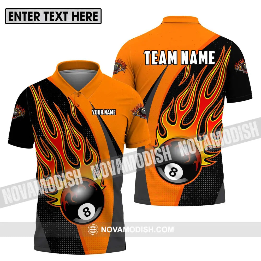 Unisex Shirt - Custom Name And Team Name Sport Shirt Orange Billiard Polo Shirt / S T-shirt