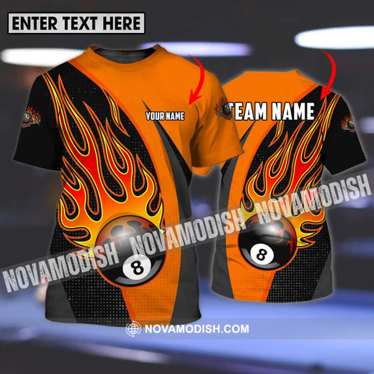 Unisex Shirt - Custom Name And Team Name Sport Shirt Orange Billiard T-shirt