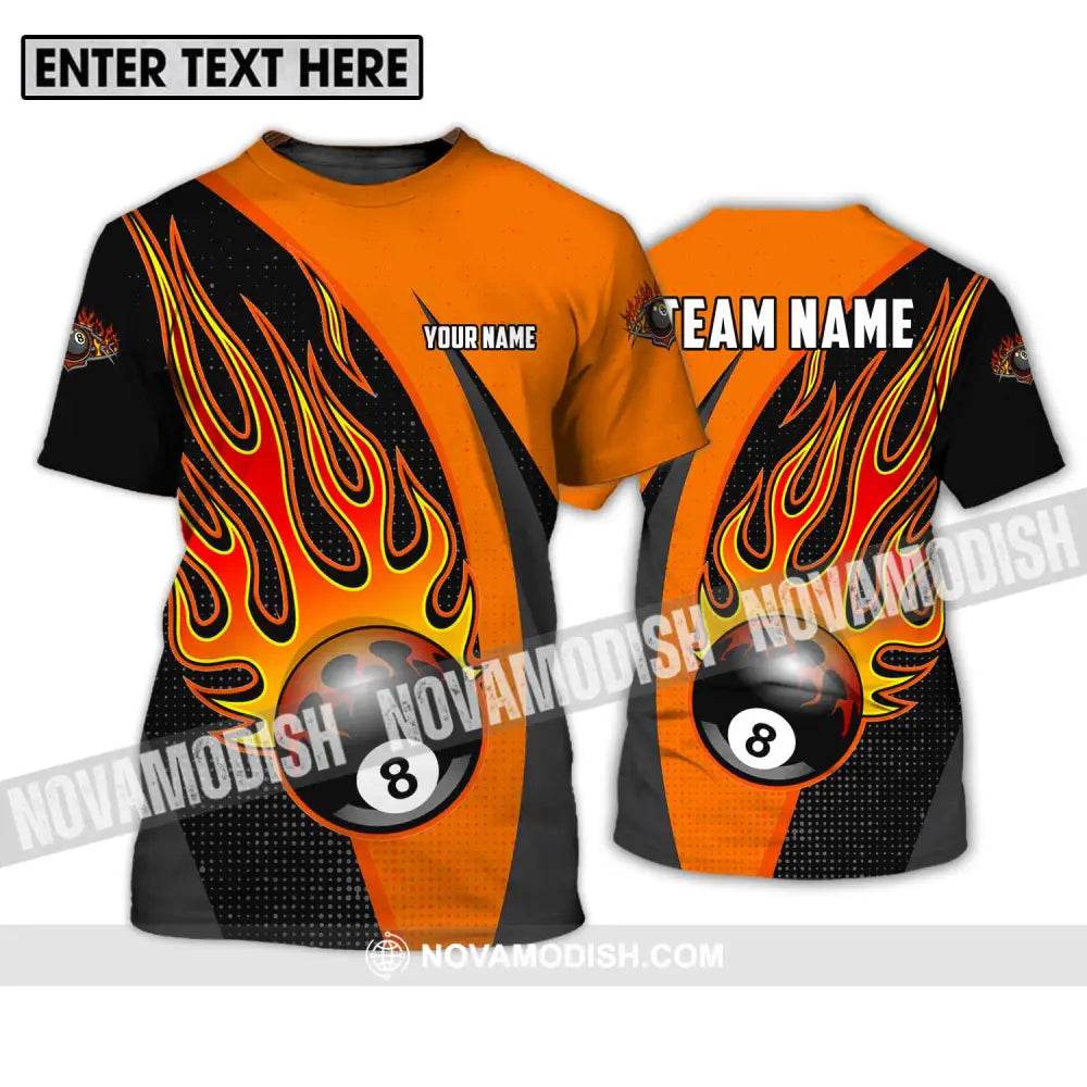 Unisex Shirt - Custom Name And Team Name Sport Shirt Orange Billiard T-Shirt / S T-shirt