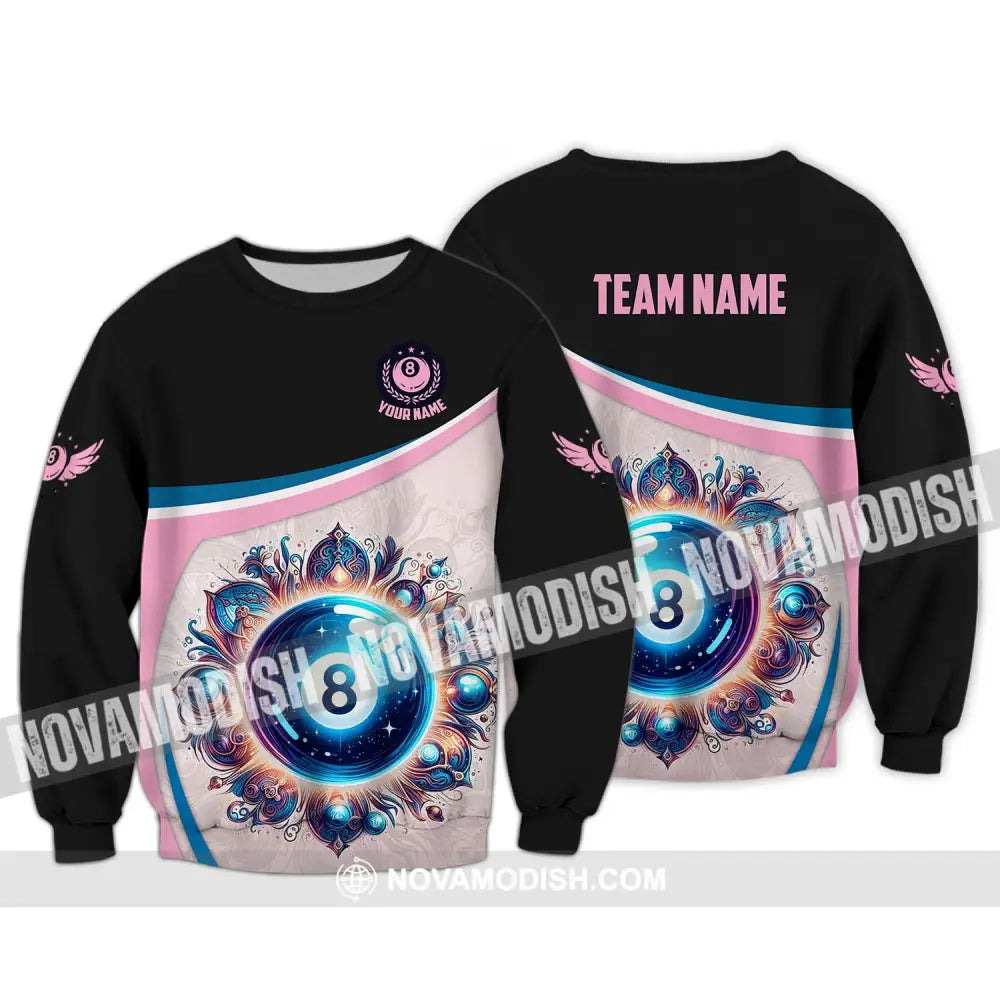 Unisex Shirt - Custom Name And Team Name Sport Shirt Pastel Color Billiard Long Sleeve / S T-shirt