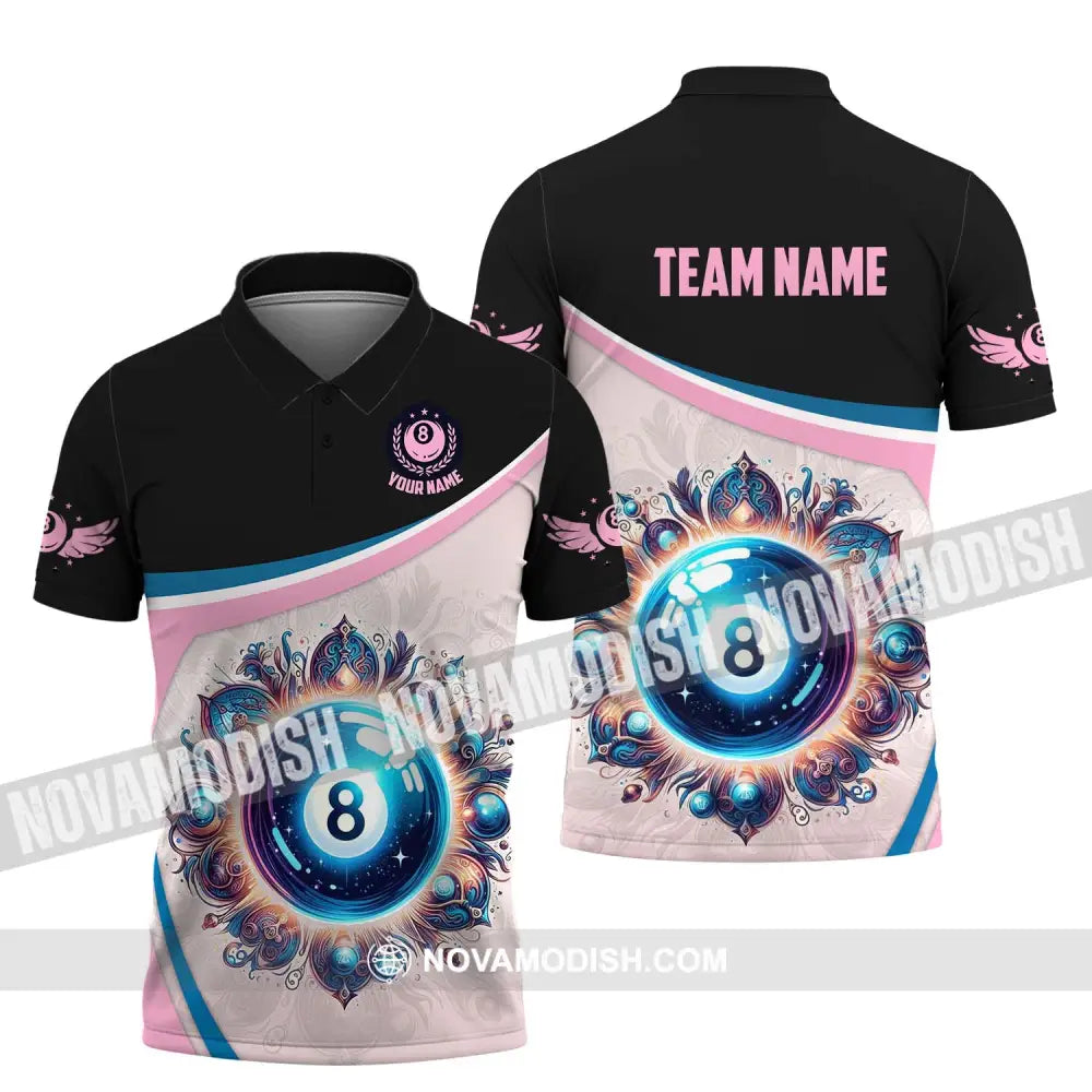 Unisex Shirt - Custom Name And Team Name Sport Shirt Pastel Color Billiard Polo Shirt / S T-shirt