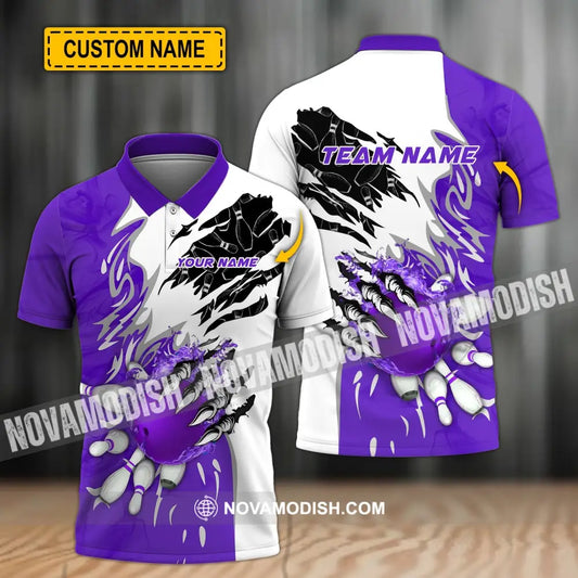 Unisex Shirt - Custom Name And Team Name Sport Shirt Purple Bowling T-shirt