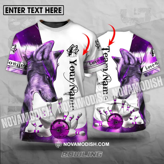 Unisex Shirt - Custom Name And Team Name Sport Shirt Purple Wolf Bowling T-shirt
