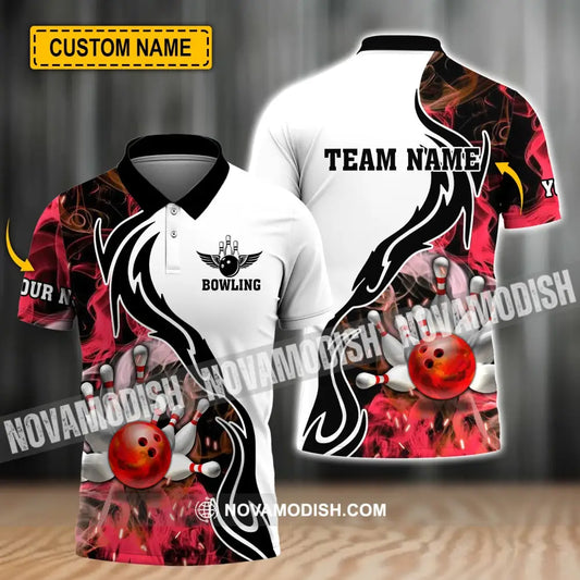 Unisex Shirt - Custom Name And Team Name Sport Shirt Red Bowling T-shirt