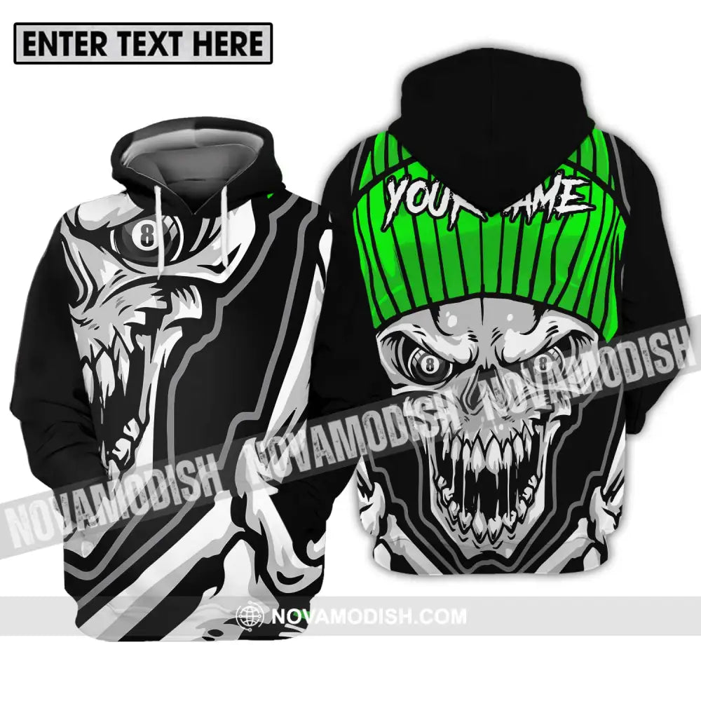 Unisex Shirt - Custom Name And Team Name Sport Shirt Skull Billiard Hoodie / S T-shirt