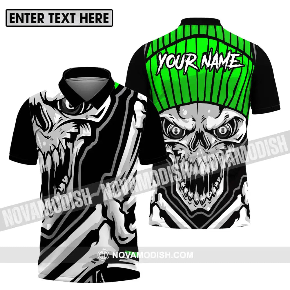 Unisex Shirt - Custom Name And Team Name Sport Shirt Skull Billiard Polo Shirt / S T-shirt