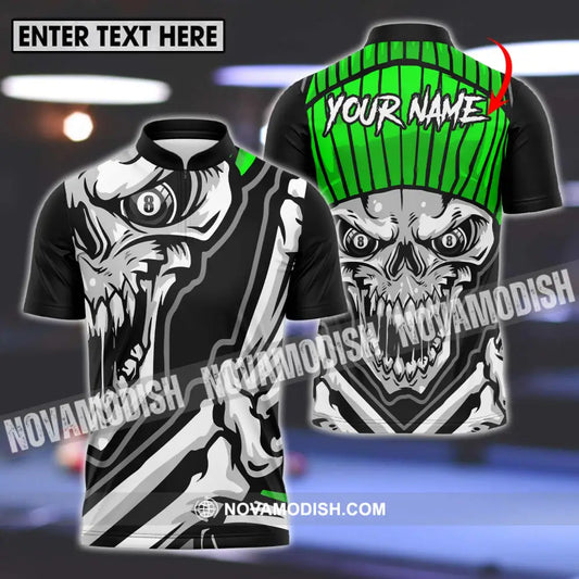 Unisex Shirt - Custom Name And Team Name Sport Shirt Skull Billiard T-shirt