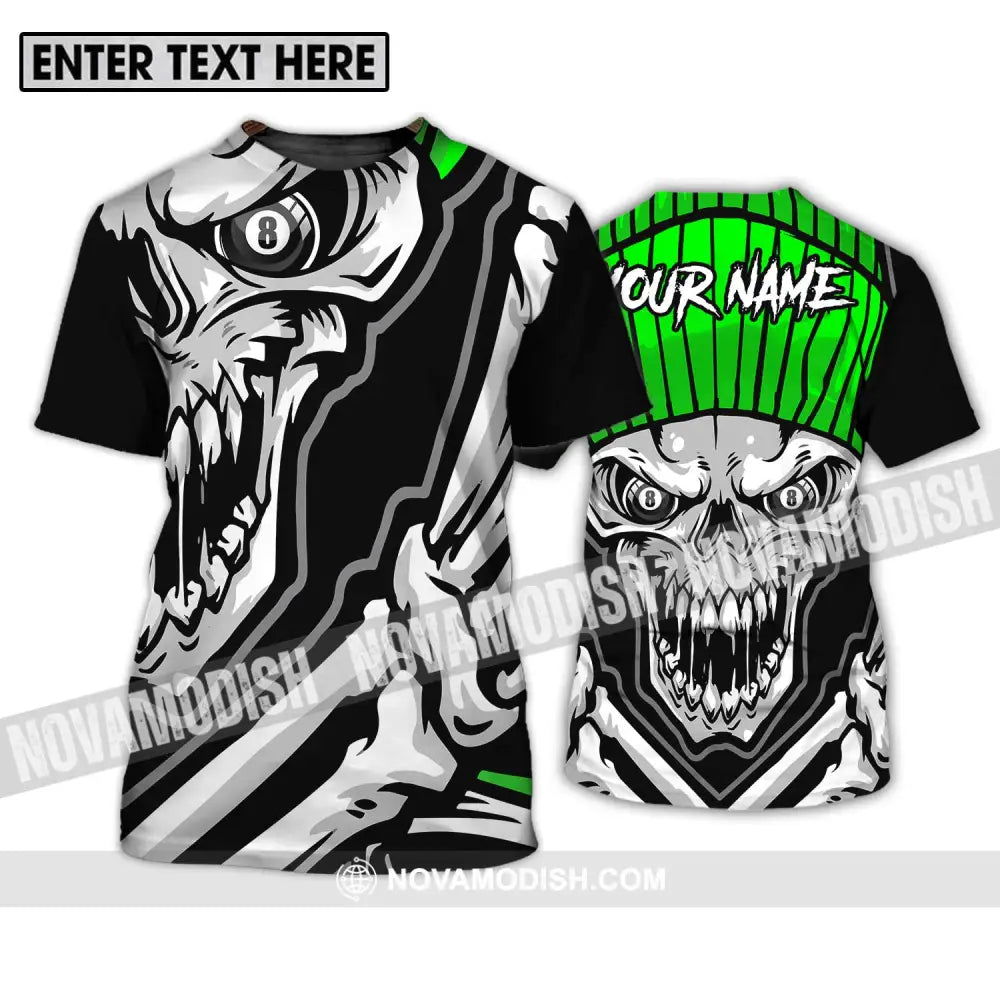 Unisex Shirt - Custom Name And Team Name Sport Shirt Skull Billiard T-Shirt / S T-shirt