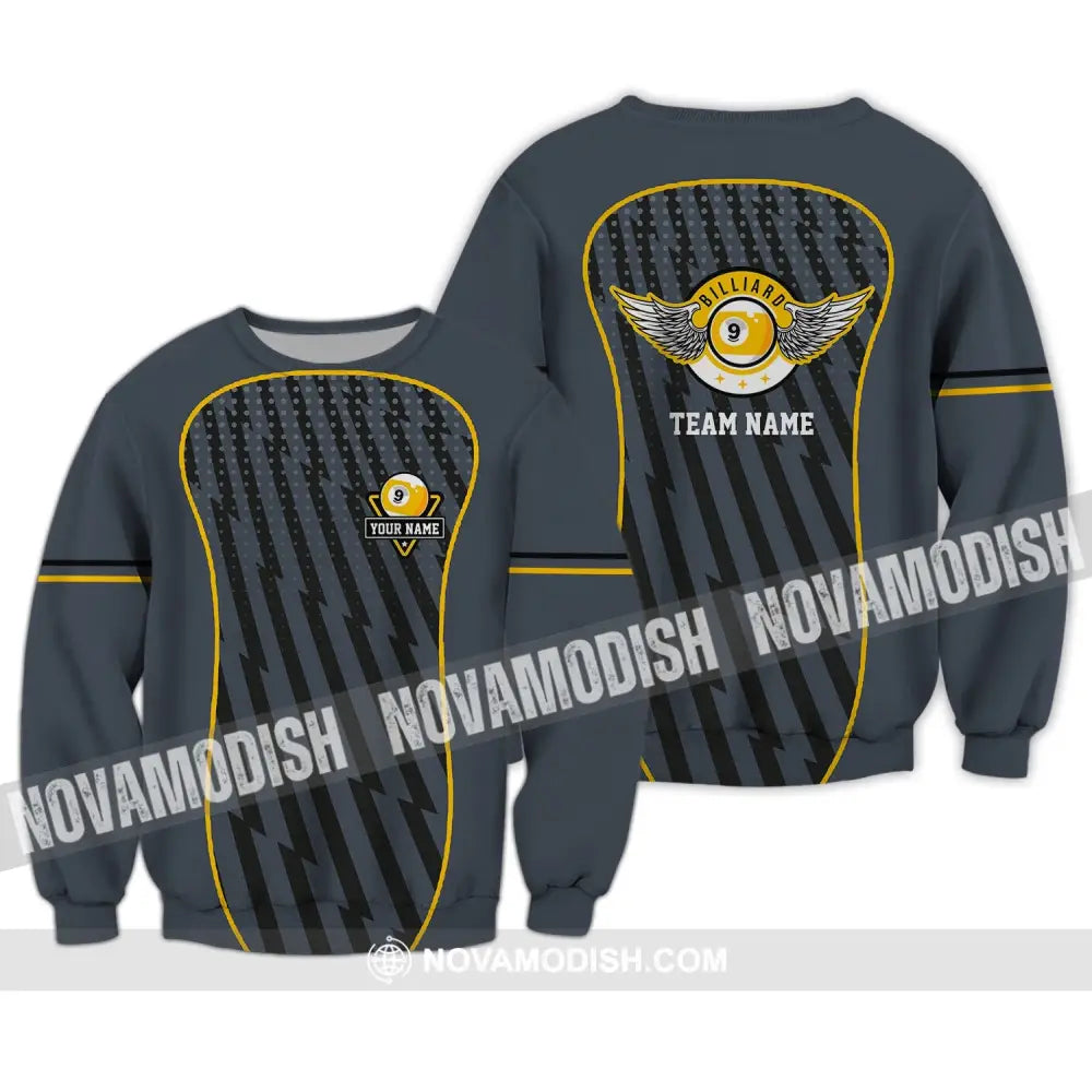 Unisex Shirt - Custom Name And Team Name Shirt - Wings Billiard Ball Number 9 Long Sleeve / S T-shirt