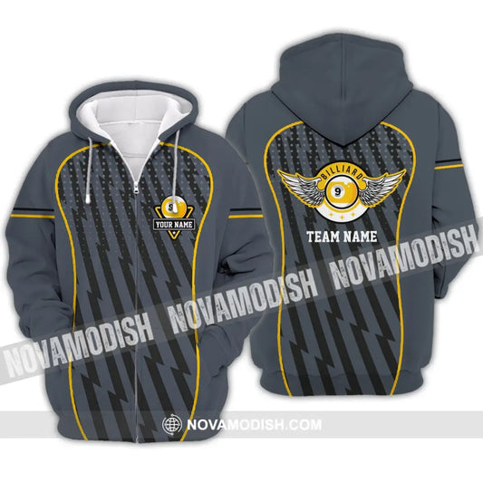 Unisex Shirt - Custom Name And Team Name Shirt - Wings Billiard Ball Number 9 Zipper Hoodie / S T-shirt