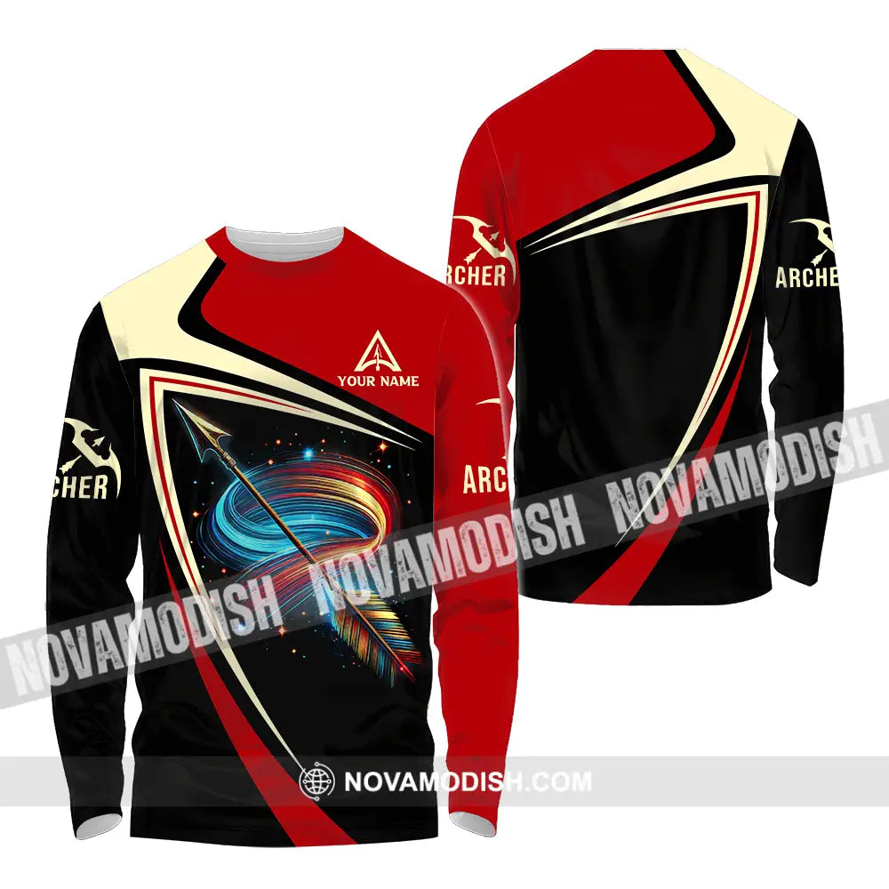 Unisex Shirt - Custom Name Archer Colorful Lines Shirt Long Sleeve Shirt / S T-shirt