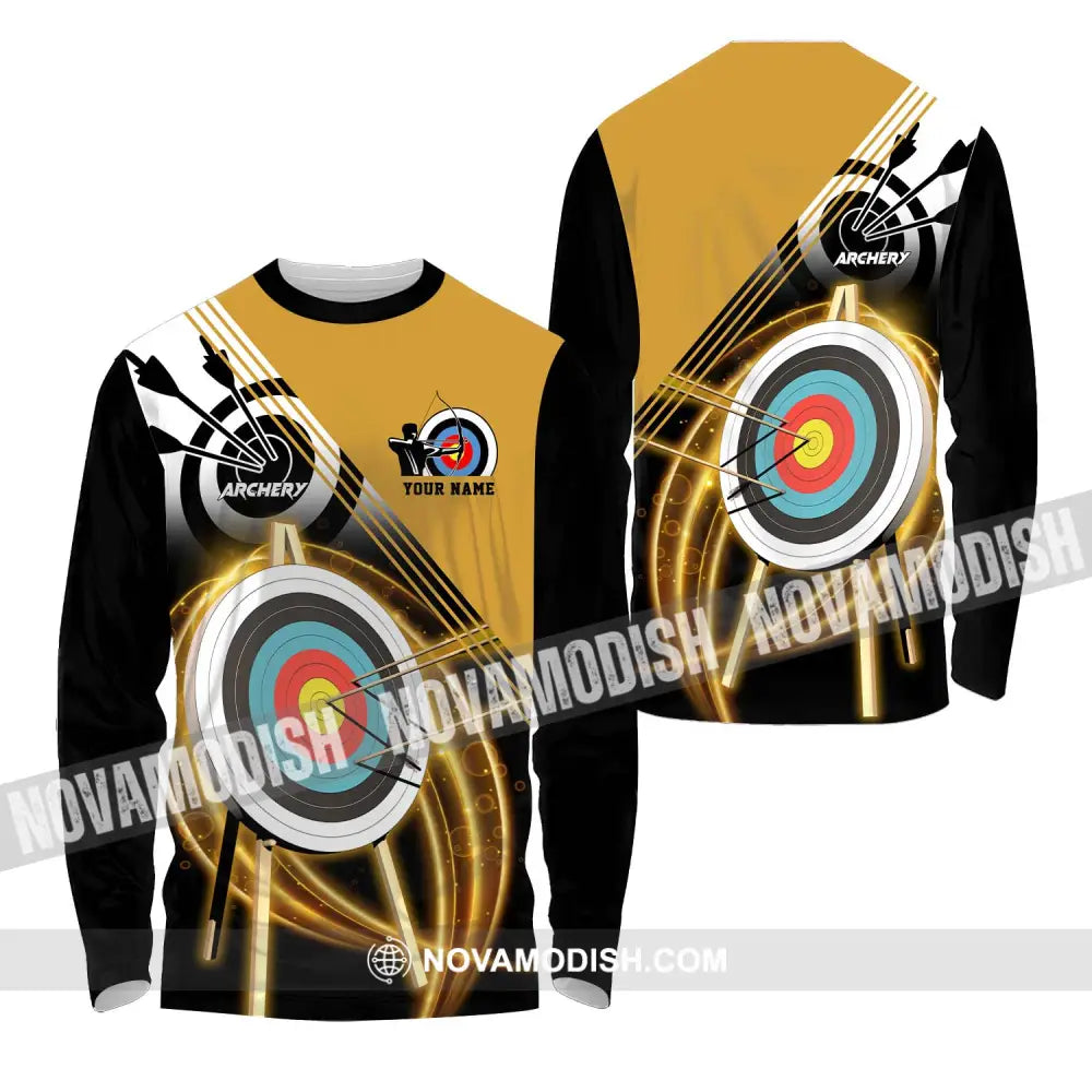 Unisex Shirt - Custom Name Archery Hit The Target Shirt Long Sleeve Shirt / S T-shirt