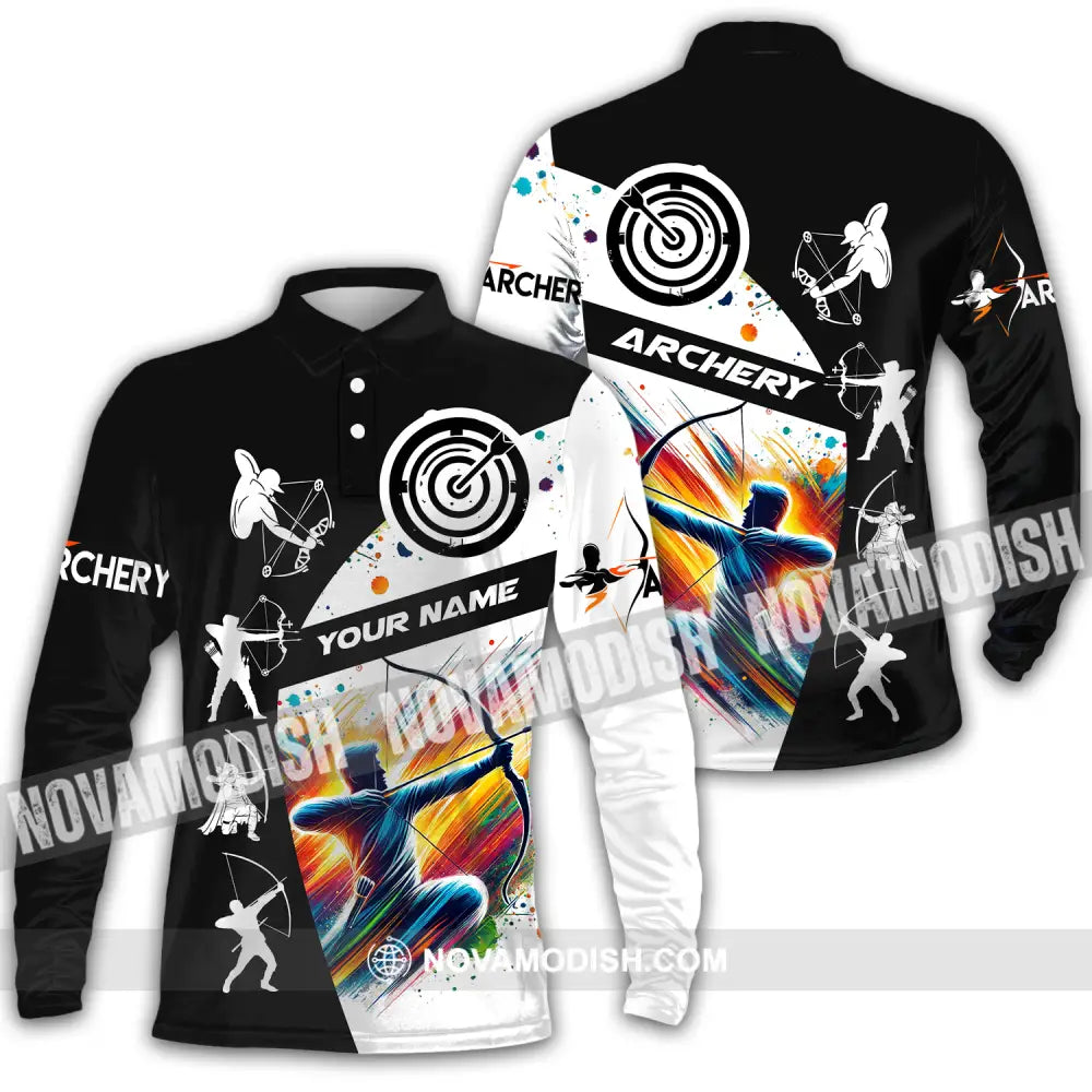 Unisex Shirt - Custom Name Archery Shirt Long Sleeve Polo / S T-shirt