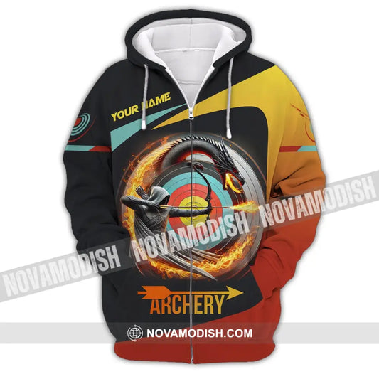 Unisex Shirt Custom Name Archery Polo Long Sleeve Love T-Shirt Zipper Hoodie / S T-Shirt