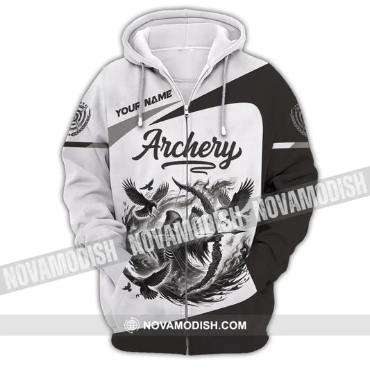 Unisex Shirt Custom Name Archery Polo Long Sleeve Love T-Shirt Zipper Hoodie / S T-Shirt