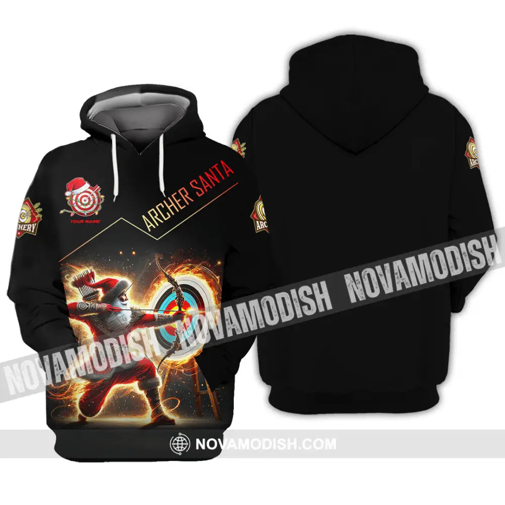 Unisex Shirt Custom Name Archery Santa Lover Christmas Gift Hoodie / S T-Shirt