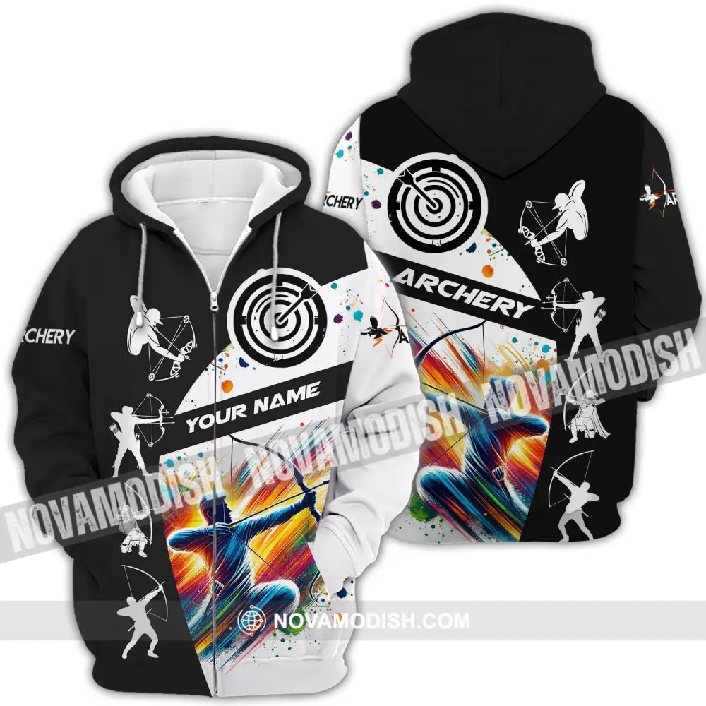 Unisex Shirt - Custom Name Archery Shirt Zipper Hoodie / S T-shirt