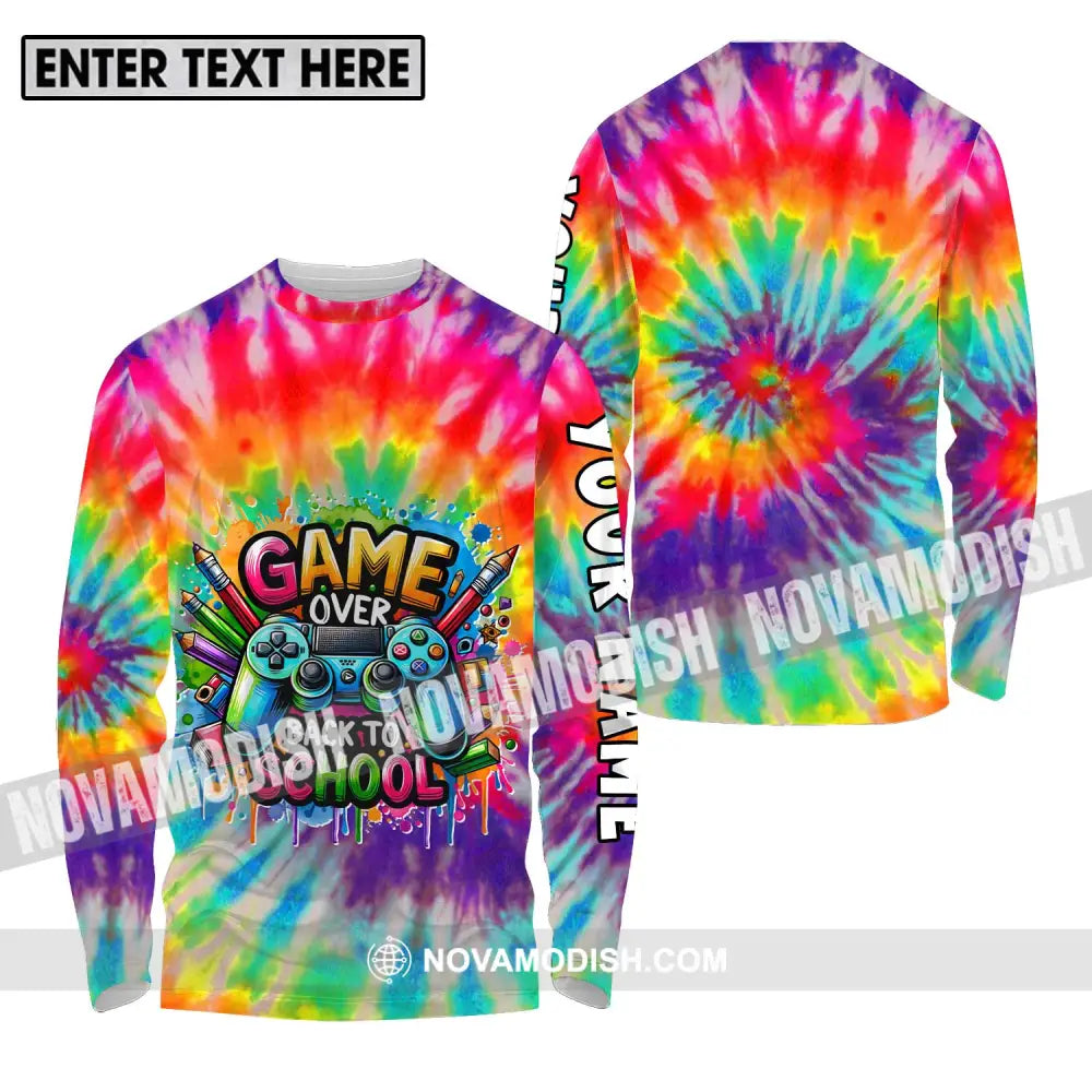 Unisex Shirt - Custom Name Back To School Shirt Game Over Long Sleeve Shirt / S T-shirt