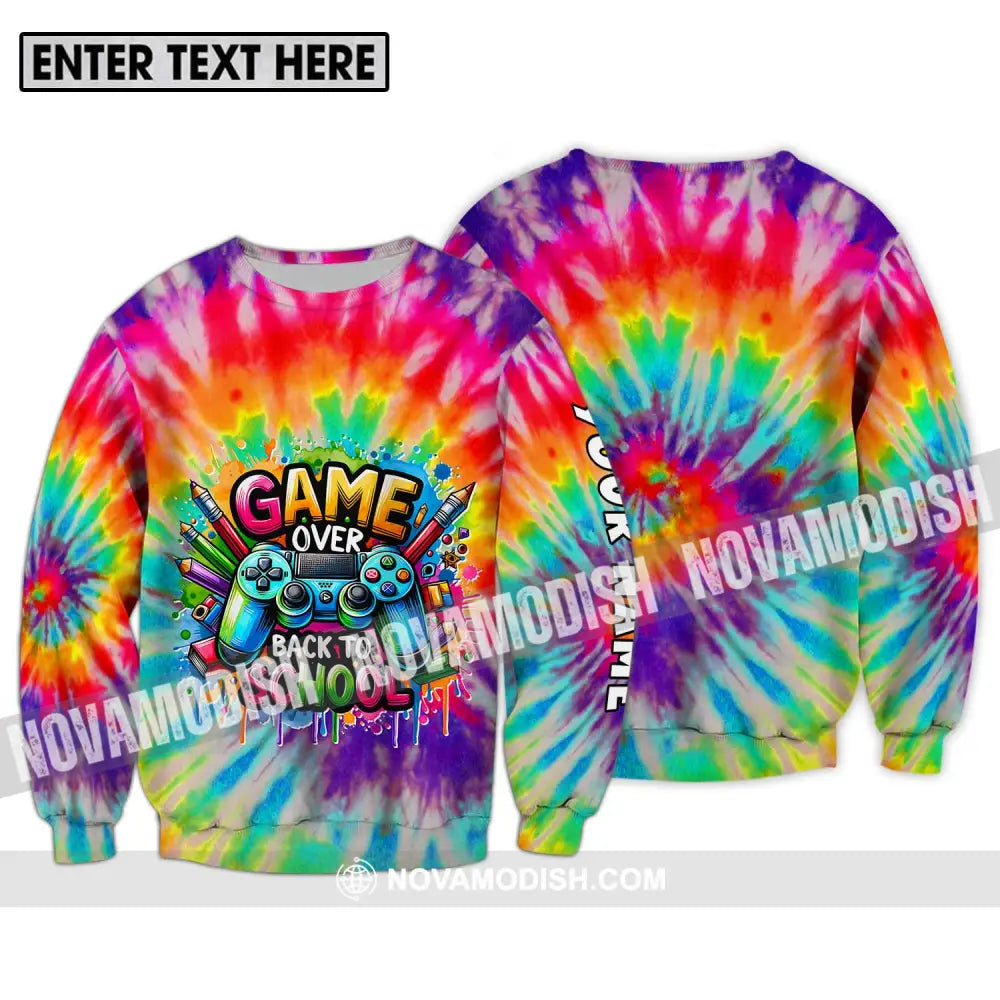 Unisex Shirt - Custom Name Back To School Shirt Game Over Long Sleeve / S T-shirt