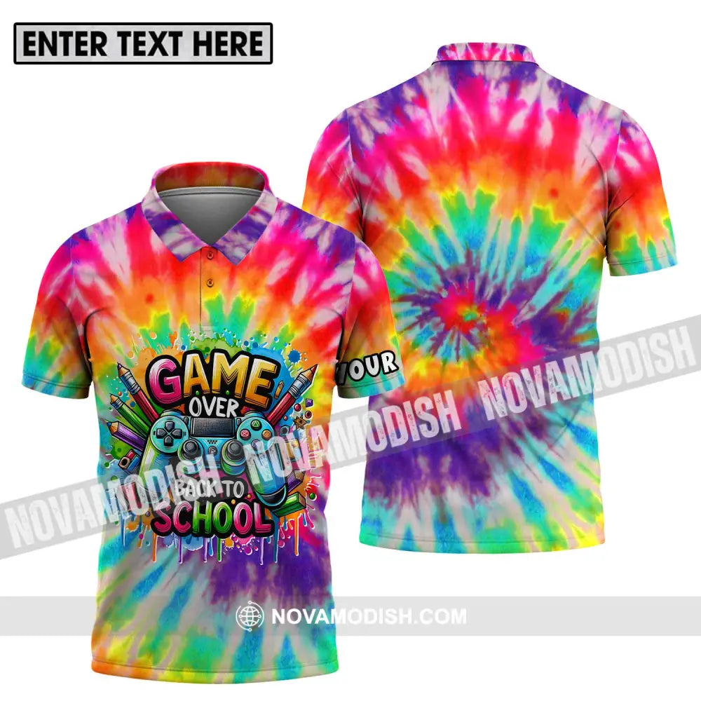 Unisex Shirt - Custom Name Back To School Shirt Game Over Polo Shirt / S T-shirt