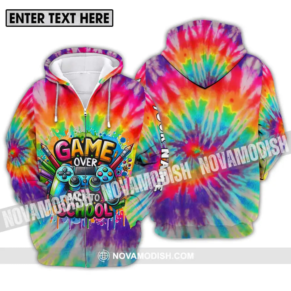 Unisex Shirt - Custom Name Back To School Shirt Game Over Zipper Hoodie / S T-shirt