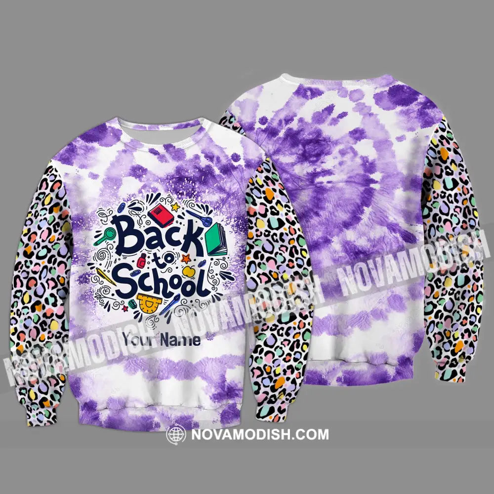 Unisex Shirt - Custom Name Shirt Back To School Purple Long Sleeve / S T-shirt