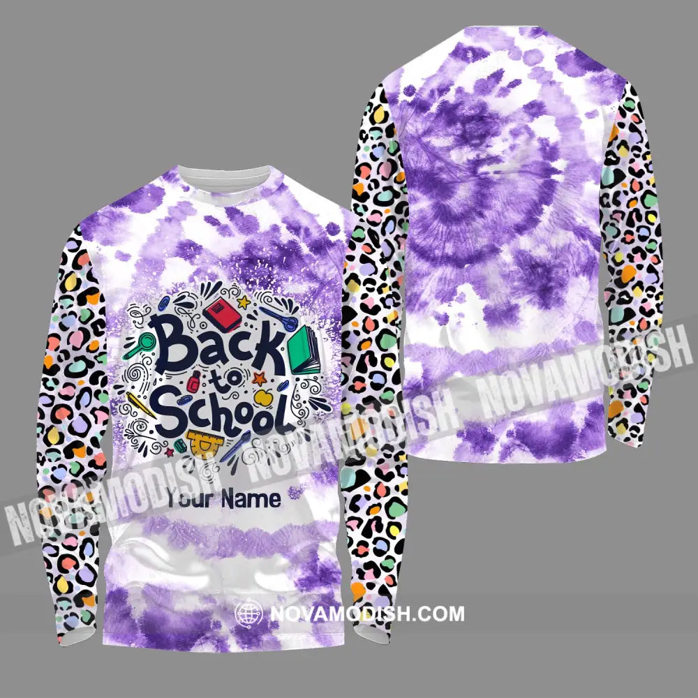 Unisex Shirt - Custom Name Shirt Back To School Purple Long Sleeve Shirt / S T-shirt