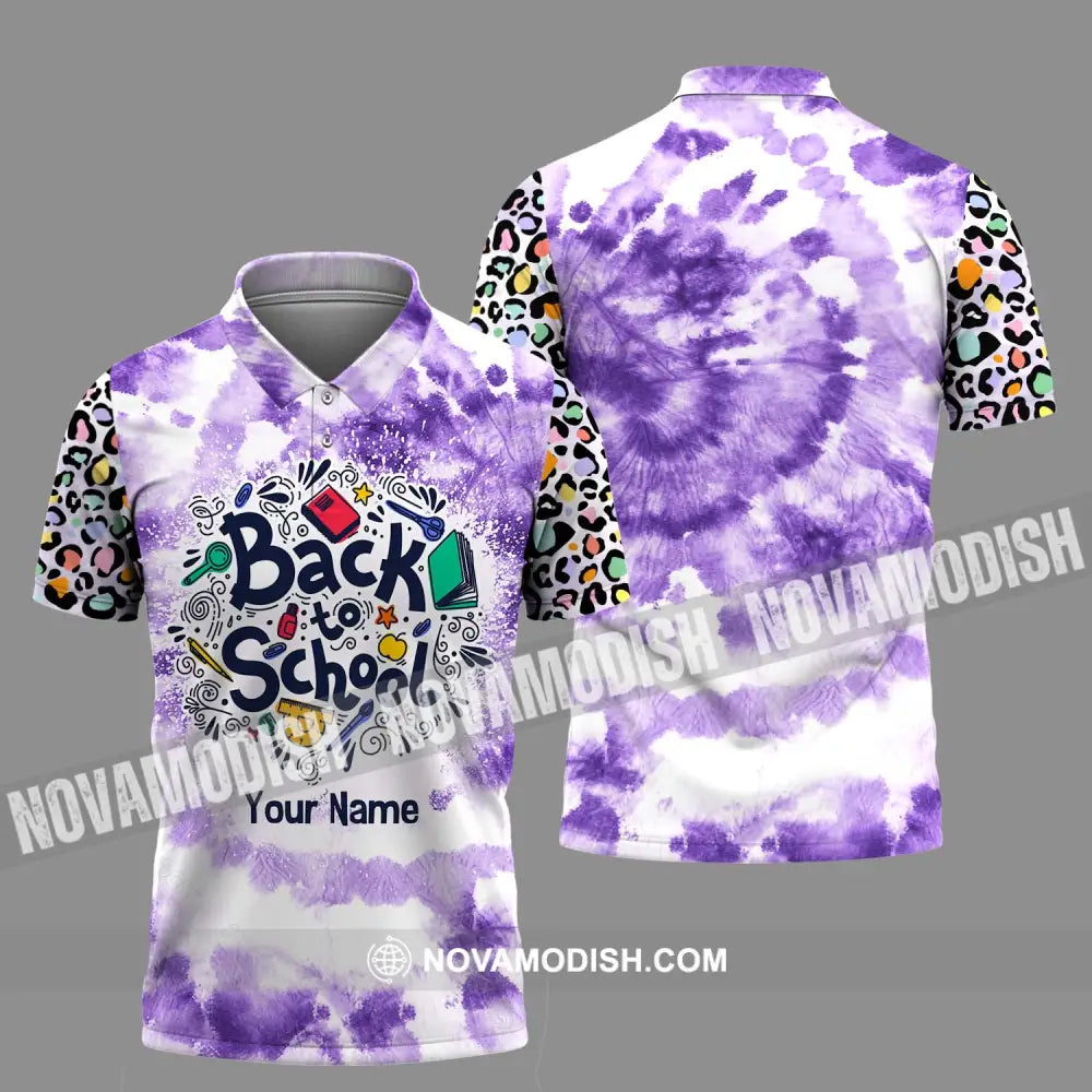 Unisex Shirt - Custom Name Shirt Back To School Purple Polo Shirt / S T-shirt