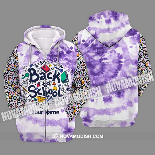 Unisex Shirt - Custom Name Shirt Back To School Purple Zipper Hoodie / S T-shirt