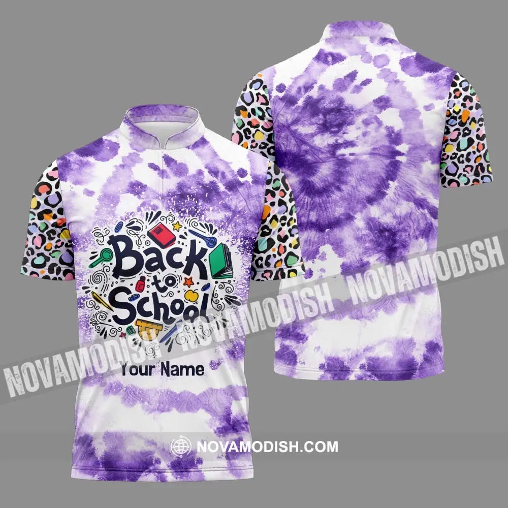 Unisex Shirt - Custom Name Shirt Back To School Purple Zipper Polo Shirt / S T-shirt