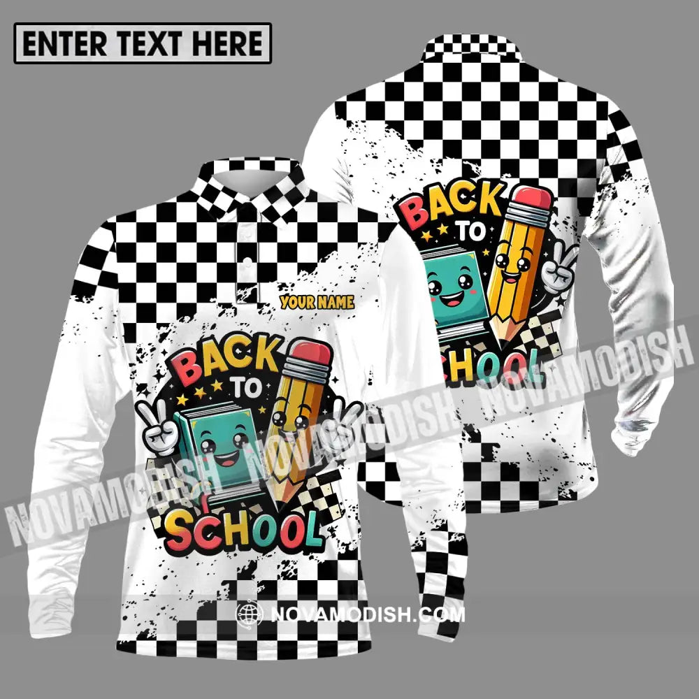 Unisex Shirt - Custom Name Shirt Back To School Target Flag Long Sleeve Polo / S T-shirt