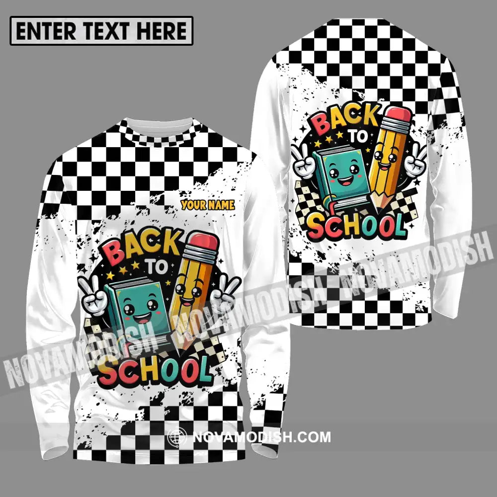 Unisex Shirt - Custom Name Shirt Back To School Target Flag Long Sleeve Shirt / S T-shirt