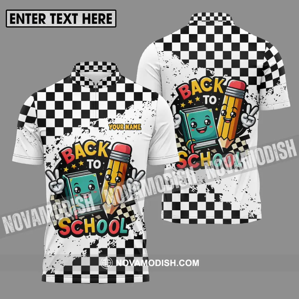 Unisex Shirt - Custom Name Shirt Back To School Target Flag Zipper Polo Shirt / S T-shirt