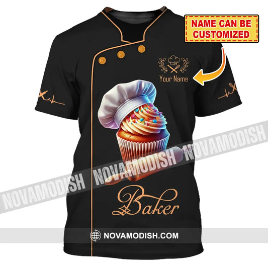 Unisex Shirt Custom Name Baker Bakery Chef Polo Long Sleeve Shop T-Shirt